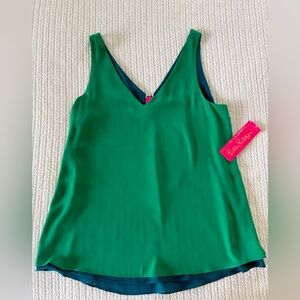 NWT Lilly Pulitzer Florin Emerald Green Sleeveless Reversible V-Neck Top